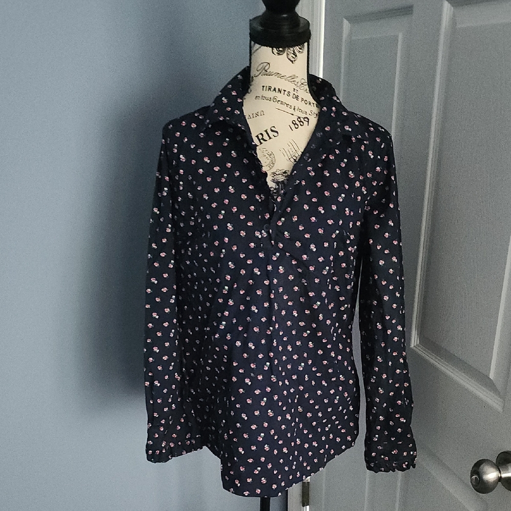 Banana Republic Navy and Pink Button Down Shirt
